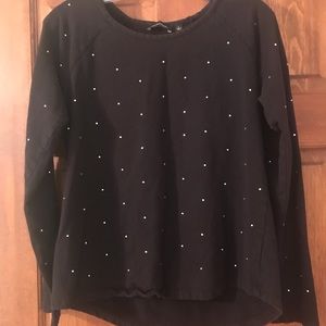 black long sleeve with rhinestone accents
